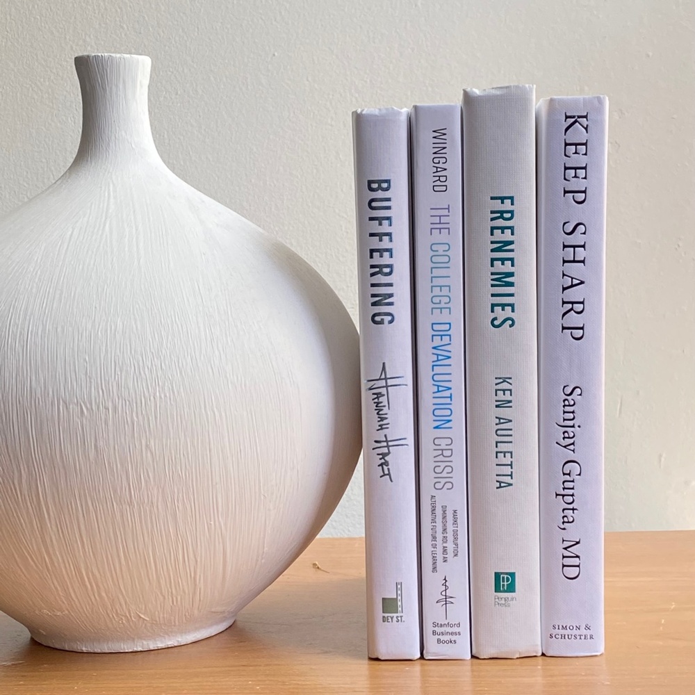 Stack of Books Decor White, Stacked Books Bookshelf Decor, Home Decor, Table Top